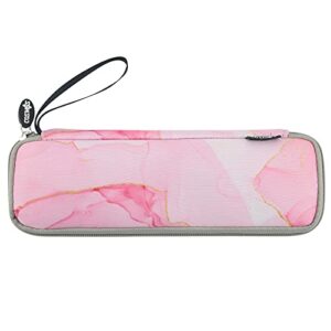 cosmos reusable portable travel tableware carrying bag storage case cutlery flatware organziers for straw spoon fork chopsticks utensil holder (marble pink pattern)