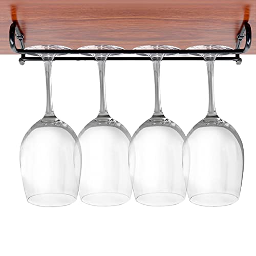 GeLive 10 Inch Set of 2 Under Cabinet Wine Glass Rack Stemware Holder Glass Storage Hanger Organizer for Kitchen and Bar (Black)