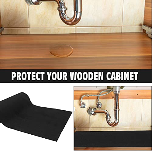 AiBOB Under the Sink Mat, 24 X 30 in, Durable Premium Mats Protect Kitchen and Bathroom Cabinets, Waterproof Absorbent Shelf Liner, Black