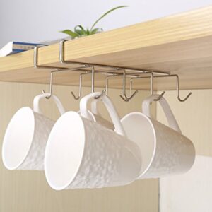 Fashionclubs Stainless Steel 8 Hook Under Shelf Mugs Cups Wine Glasses Storage Hanging Drying Holder Rack