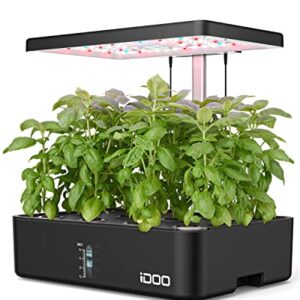 iDOO Hydroponics Growing System 12Pods, Indoor Garden with LED Grow Light, Plants Germination Kit, Built-in Fan, Automatic Timer, Adjustable Height Up to 11.3" for Home, Office
