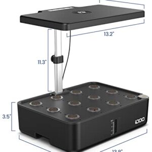 iDOO Hydroponics Growing System 12Pods, Indoor Garden with LED Grow Light, Plants Germination Kit, Built-in Fan, Automatic Timer, Adjustable Height Up to 11.3" for Home, Office