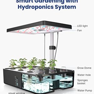 iDOO Hydroponics Growing System 12Pods, Indoor Garden with LED Grow Light, Plants Germination Kit, Built-in Fan, Automatic Timer, Adjustable Height Up to 11.3" for Home, Office