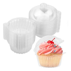 zezzxu 100 pack individual cupcake containers single disposable clear plastic dome cupcake holders cake boxes muffin case cups pods