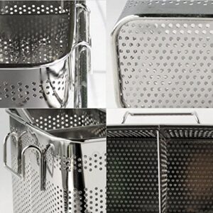 Kitchen Utensils Chopsticks Holder Drying Rack Basket with Hooks 2 Divided Compartments Quality Stainless Steel Large L5.4 X H4.3 X W2.6