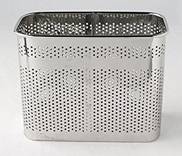 Kitchen Utensils Chopsticks Holder Drying Rack Basket with Hooks 2 Divided Compartments Quality Stainless Steel Large L5.4 X H4.3 X W2.6