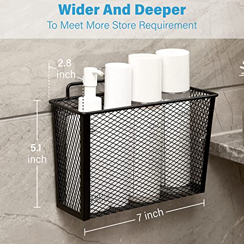 Estituent 2 Pack Metal Over Cabinet Organizer Storage No Drilling Lid Organizer Slim Space Kitchen|Bathroom Pantry Door Organizer Holder Bin Multi-Use Wall Door Basket with Double Adhesive Pads