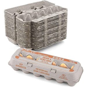 printed natural pulp egg cartons holds up to twelve eggs – 1 dozen extra large – strong sturdy material perfect for storing extra eggs – by mt products (25 cartons) – made in the usa