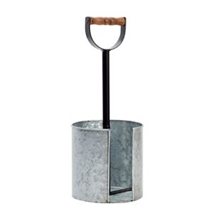 Kitchen Paper Towel Holder for Countertop with Wooden Handle, Galvanized Farmhouse Decor (6 x 16 in)