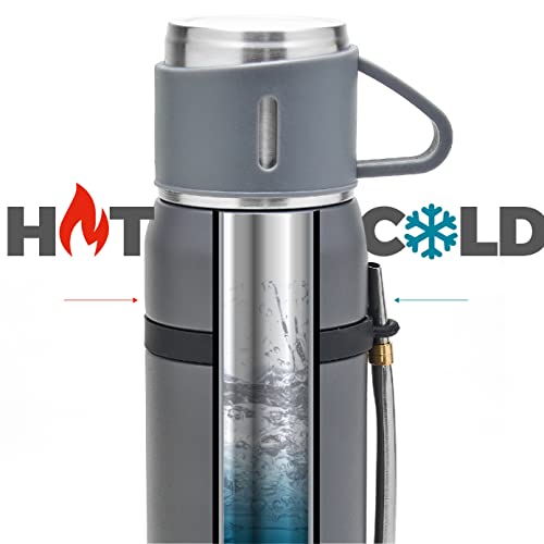 BALIBETOV Camping Thermos for Mate - Vacuum Insulated With Double Stainless Steel Wall- A Mate Thermos Specially Designed as Mate Argentino Kit that includes Bombilla and Mate Cup (Gray)