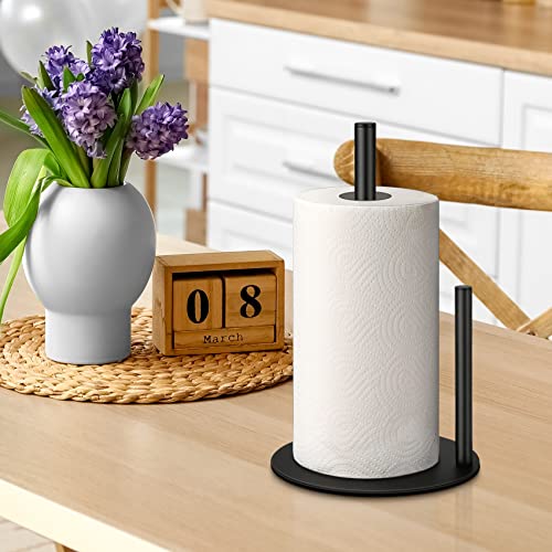 Paper Towel Holder Countertop, Kitchen Paper Towels Holder Stand, Black Paper Towel Holder Stand, Kitchen Towel Holder for Large Size Rolls by Batoto (Black)