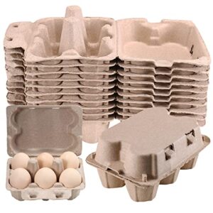 half dozen vintage egg cartons 25 pack, blank natural pulp egg cartons 6 count for chicken eggs reusable, storage tray strong for holds up to six 6 egg carton cardboard paper holder container for refrigerator