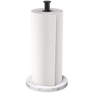 oropy paper towel holder for countertop, heavy weighted faux marble, kitchen paper roll holder stand for standard or jumbo-sized rolls