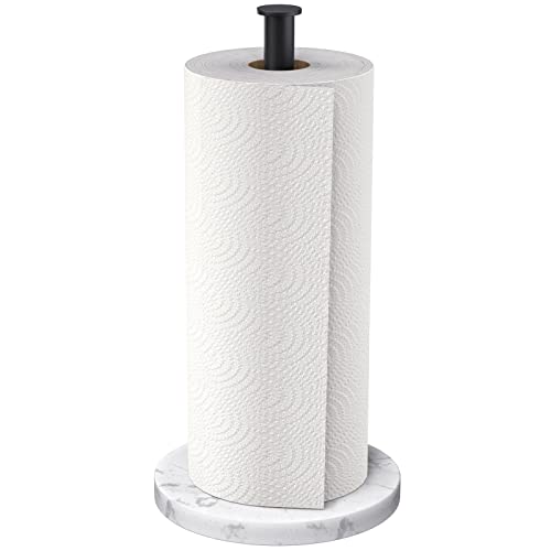 OROPY Paper Towel Holder for Countertop, Heavy Weighted Faux Marble, Kitchen Paper Roll Holder Stand for Standard or Jumbo-Sized Rolls