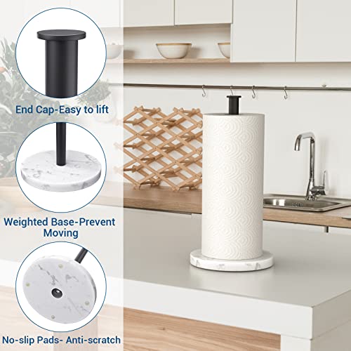 OROPY Paper Towel Holder for Countertop, Heavy Weighted Faux Marble, Kitchen Paper Roll Holder Stand for Standard or Jumbo-Sized Rolls