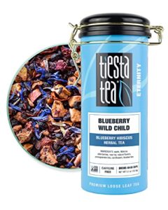 tiesta tea – blueberry wild child, loose leaf blueberry hibiscus herbal tea, non-caffeinated, hot & iced tea, 5.5 oz tin – 50 cups, natural flavors, herbal tea loose leaf blend