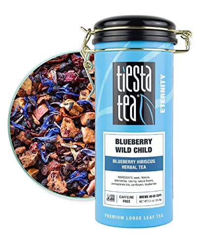 Tiesta Tea - Blueberry Wild Child, Loose Leaf Blueberry Hibiscus Herbal Tea, Non-Caffeinated, Hot & Iced Tea, 5.5 oz Tin - 50 Cups, Natural Flavors, Herbal Tea Loose Leaf Blend