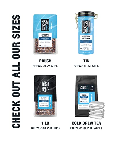 Tiesta Tea - Blueberry Wild Child, Loose Leaf Blueberry Hibiscus Herbal Tea, Non-Caffeinated, Hot & Iced Tea, 5.5 oz Tin - 50 Cups, Natural Flavors, Herbal Tea Loose Leaf Blend