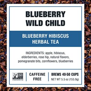 Tiesta Tea - Blueberry Wild Child, Loose Leaf Blueberry Hibiscus Herbal Tea, Non-Caffeinated, Hot & Iced Tea, 5.5 oz Tin - 50 Cups, Natural Flavors, Herbal Tea Loose Leaf Blend