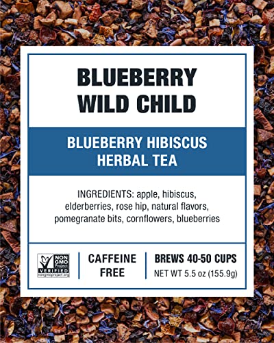 Tiesta Tea - Blueberry Wild Child, Loose Leaf Blueberry Hibiscus Herbal Tea, Non-Caffeinated, Hot & Iced Tea, 5.5 oz Tin - 50 Cups, Natural Flavors, Herbal Tea Loose Leaf Blend