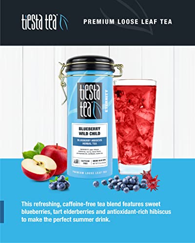 Tiesta Tea - Blueberry Wild Child, Loose Leaf Blueberry Hibiscus Herbal Tea, Non-Caffeinated, Hot & Iced Tea, 5.5 oz Tin - 50 Cups, Natural Flavors, Herbal Tea Loose Leaf Blend