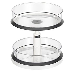 kootek 2 tier lazy susan organizer, 11 inches height adjustable rotating turntable, spice rack for kitchen cabinet, countertop, bathroom, makeup, pantry organization and storage with 4 divided bins