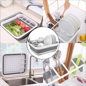 UMIKAkitchen Collapsible Dish Drying Rack - Popup and Collapse for Easy Storage, Drain Water Directly into The Sink, Room for Eight Large Plates, Sectional Cutlery and Utensil Compartment