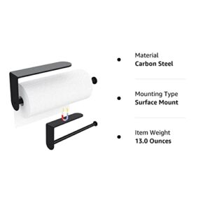 Magnetic Paper Towel Holder - Multifunctional Towel Bars with Magnetic Backing - Sticks to Any Ferrous Surface - Black Paper Towel Rack for Kitchen, Work Benches, Refrigerator, Grill, Fridges, Garage