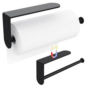 magnetic paper towel holder – multifunctional towel bars with magnetic backing – sticks to any ferrous surface – black paper towel rack for kitchen, work benches, refrigerator, grill, fridges, garage