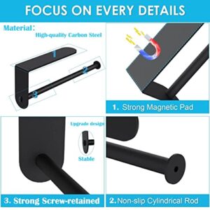 Magnetic Paper Towel Holder - Multifunctional Towel Bars with Magnetic Backing - Sticks to Any Ferrous Surface - Black Paper Towel Rack for Kitchen, Work Benches, Refrigerator, Grill, Fridges, Garage