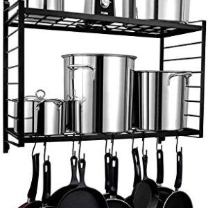 BestVida SparkWorks 2-Tiered Wall Mounted Pot Rack