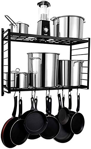 BestVida SparkWorks 2-Tiered Wall Mounted Pot Rack