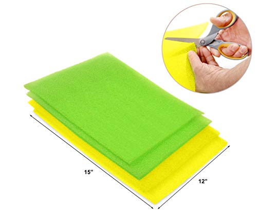 Dualplex® Fruit & Veggie Life Extender Liner for Fridge Refrigerator Drawers, 12 x 15 Inches, 4 Pack Includes 2 Yellow 2 Green – Extends The Life of Your Produce Stays Fresh & Prevents Spoilage