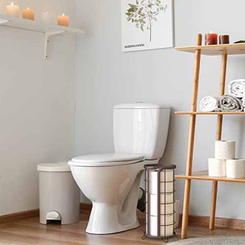 BROOKSTONE, Bronze Toilet Paper Holder, Freestanding Bathroom Tissue Organizer, Minimalistic Storage Solution, Modern & Stylish Design [Holds MEGA Rolls]