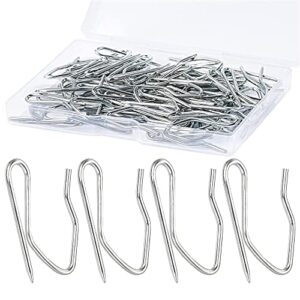 metal curtain hooks, 58pcs drapery hook pins 1.2 inch stainless steel pin-on hooks for window curtain, shower curtain, door curtain, silver