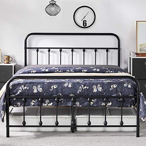 Yaheetech Classic Metal Platform Bed Frame Mattress Foundation with Victorian Style Iron-Art Headboard/Footboard/Under Bed Storage No Box Spring Needed Full Size Black