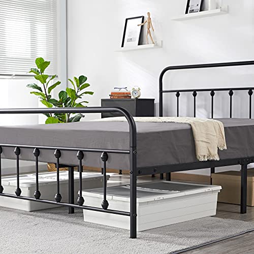 Yaheetech Classic Metal Platform Bed Frame Mattress Foundation with Victorian Style Iron-Art Headboard/Footboard/Under Bed Storage No Box Spring Needed Full Size Black