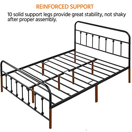 Yaheetech Classic Metal Platform Bed Frame Mattress Foundation with Victorian Style Iron-Art Headboard/Footboard/Under Bed Storage No Box Spring Needed Full Size Black