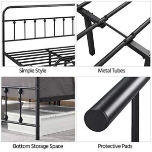 Yaheetech Classic Metal Platform Bed Frame Mattress Foundation with Victorian Style Iron-Art Headboard/Footboard/Under Bed Storage No Box Spring Needed Full Size Black