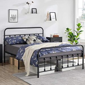 Yaheetech Classic Metal Platform Bed Frame Mattress Foundation with Victorian Style Iron-Art Headboard/Footboard/Under Bed Storage No Box Spring Needed Full Size Black