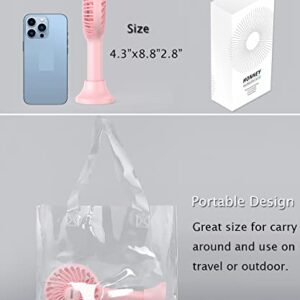 HonHey Handheld Fan Portable, Mini Hand Held Fan with USB Rechargeable Battery, 4 Speed Personal Desk Table Fan with Base, 3-10 Hours Operated Small Makeup Eyelash Fan for Women Girls Kids Outdoor