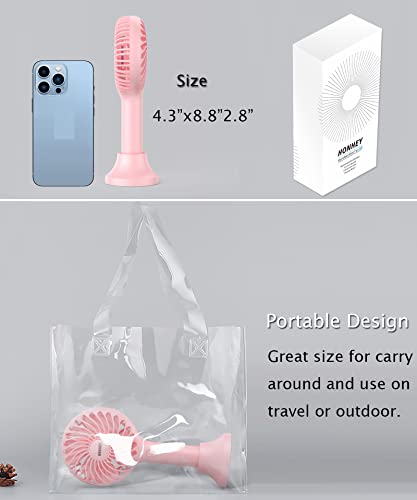 HonHey Handheld Fan Portable, Mini Hand Held Fan with USB Rechargeable Battery, 4 Speed Personal Desk Table Fan with Base, 3-10 Hours Operated Small Makeup Eyelash Fan for Women Girls Kids Outdoor