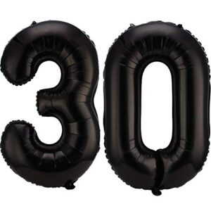 42 inch number 30 balloons jumbo 30 foil party balloons giant number 30 balloons for 30th birthday party decorations and 30th anniversary event (black)