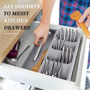 Faridabio Silverware Organizer Storage Tray,Cutlery Expandable Organizer for Kitchen Drawer Holding Flatware Spoons Forks