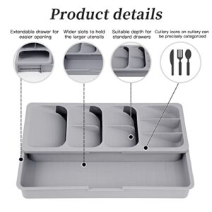 Faridabio Silverware Organizer Storage Tray,Cutlery Expandable Organizer for Kitchen Drawer Holding Flatware Spoons Forks