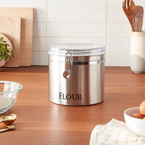 OGGI Jumbo 8" Stainless Steel Flour Clamp Canister - Airtight Food Storage Container Ideal for Kitchen & Pantry Storage of Flour or other Bulk, Dry Foods.