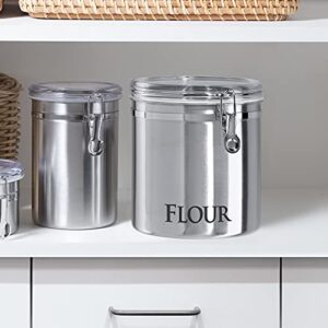 OGGI Jumbo 8" Stainless Steel Flour Clamp Canister - Airtight Food Storage Container Ideal for Kitchen & Pantry Storage of Flour or other Bulk, Dry Foods.