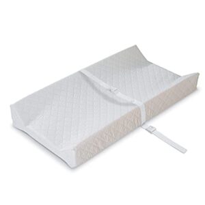 summer contoured changing pad, 16” x 32”, white comfortable & secure baby with security strap and two high curved sides, easy to clean