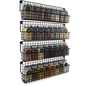 zicoto farmhouse style hanging spice racks for wall mount – easy to install set of 4 space saving racks – the ideal seasoning organizer for your kitchen