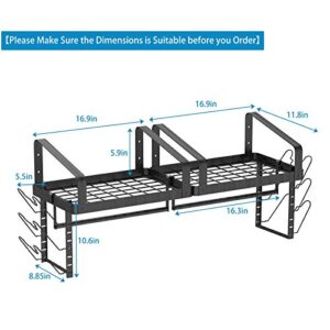 X-cosrack Pot Racks Wall Mounted Set of 2,with Towel Bar and Pots Pans Lids Organizer, Kitchen Cookware Hanging Shelves with 12 Hooks, Black
